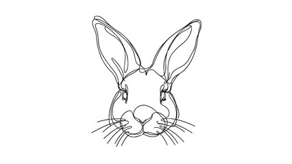 Wall Mural - continuous line drawing of a realistic rabbit head