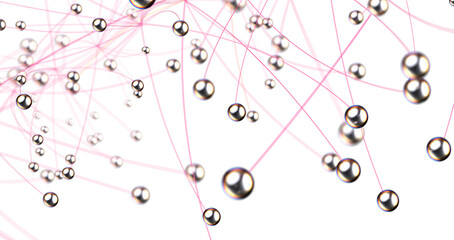 Leinwandbilder - Motion of digital data flow. Communication and technology network concept with moving lines and dots