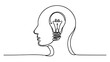 © Ibrahim - one continuous line drawing of a head with a lightbulb inside