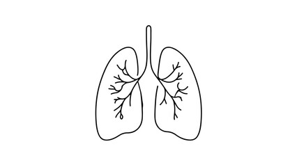 Minimalist continuous line drawing of human lungs 