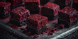 Moody Gourmet Dark Red Velvet Cake Squares with Glitter