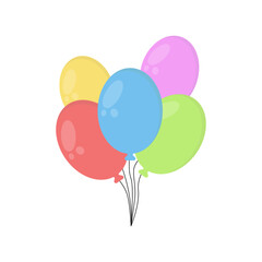 Poster - Balloons vector icon set. Colored cartoon inflatable balloons vector. Decoration for the holiday with balloons. Helium balloons vector. birthday decoration. Vector illustration.
