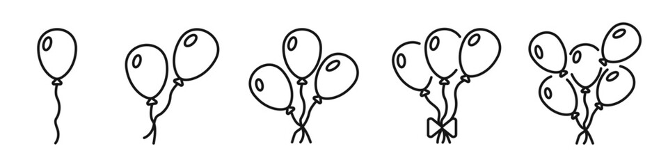 Poster - balloons vector set of black icons. color linear editable inflatable balloons vector. decoration for