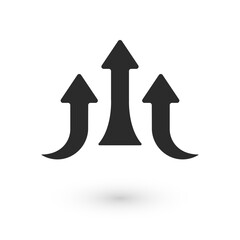 Poster - black three arrows vector icon. arrows up vector. arrows forward direction. rising arrows. arrows fl