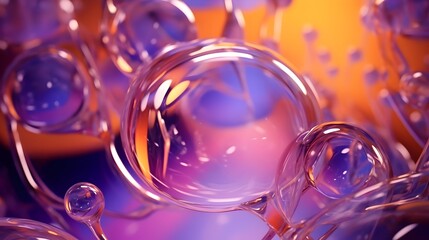 Poster -  Immerse yourself in the enchanting beauty of purple and yellow soap bubbles swirling gracefully in colorful paint, forming an abstract masterpiece ideal for dynamic backgrounds, all rendered