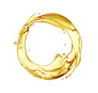 Beautiful olive or engine oil splashes arranged in a circle isolated on a white background