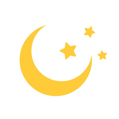 Wall Mural - Moon and Star Icon or Clear Weather Forecast Icon Vector Design