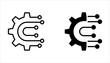 © NAPISAH - Digital technology gear concept icon set on white background.