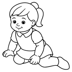 Wall Mural - Baby doll coloring book vector art illustration (3)