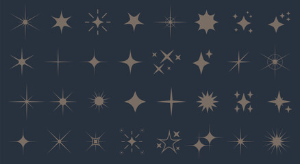 Wall Mural - set sparkle icon. vector four-pointed star for logo, social media stories.