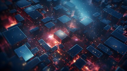 Delve into the depths of innovation and exploration with an abstract background that encapsulates the essence of technology and science, showcasing intricate mesh, net, and geometric shapes in vivid d