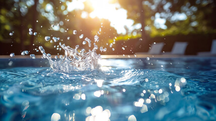 A splash of refreshing water leaps from a crystal-clear pool