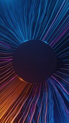 Wall Mural - abstract colorful energy lines, sci-fi technology glowing tendrils, circle shape copy space, 4k loop