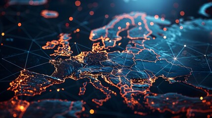 Poster - Illuminated Digital Network Map Highlighting Northern European Connectivity