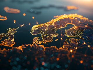 Poster - futuristic digital network landscape illustrating global connectivity and cyber technology