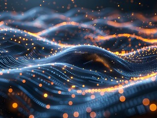 Poster - Flowing Digital Landscape Symbolizing Scandinavian Telecommunication Network
