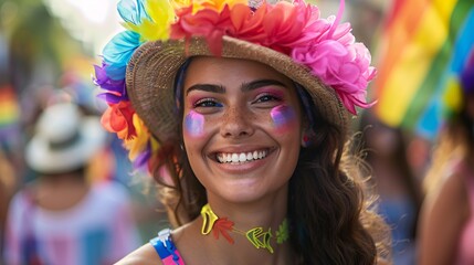 Wall Mural - portrait of lesbian on pride 