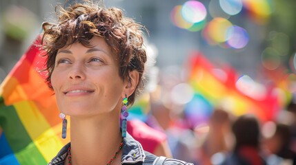 Wall Mural - portrait of lesbian on pride 