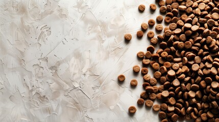 Sticker - Abstract image showcasing a scattered pile of crispy snacks on a textured white background.