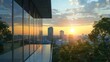 © cong - Commercial office building, glass curtain wall, sunlight, urban skyline