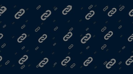 Poster - Chain symbols float horizontally from left to right. Parallax fly effect. Floating symbols are located randomly. Seamless looped 4k animation on dark blue background