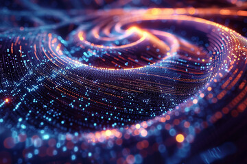 Wall Mural - Hypnotic vortex of cyber particles, spiraling in a mesmerizing pattern of advanced technology.