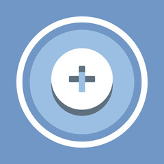 Poster - Add icon vector. Plus icon vector in trendy flat style. Medical cross icon image, Medical cross icon illustration isolated on blue background