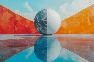 Poster - A composition focused on balance, featuring symmetrical shapes and harmonious colors that create a sense of stability,
