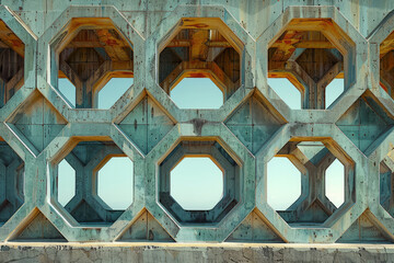 Poster - A mesmerizing pattern of interlaced octagons and squares that seems to grow and shrink as one stares,