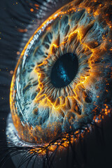 Fototapete - A 3D model of the Helix Nebula, focusing on its eye-like appearance and intricate gas filaments,