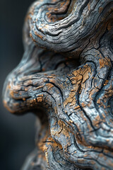 Fototapete - A detailed 3D texture of driftwood, featuring worn smooth by the sea, with intricate grain and knotted details,