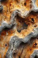 Poster - A detailed 3D texture of driftwood, featuring worn smooth by the sea, with intricate grain and knotted details,