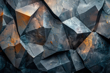 Poster - A 3D rendering of a granite surface, with a complex pattern of interlocking crystals and speckled coloration,