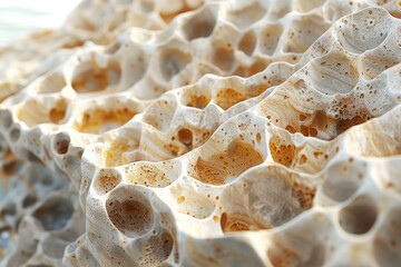 Fototapete - A detailed 3D texture of coral stone, with small pores and a rough surface reflecting its marine origin,