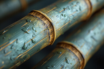 Poster - A detailed 3D model of a bamboo stalk, emphasizing the joints and fibrous texture,