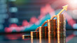 © Digital Storm - Growth money arrow of success financial business on coin concept investment earnings of profit graph finance development or increase economic market chart stock currency strategy
