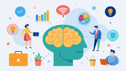 Wall Mural - A brain marketplace where users can trade their skills and knowledge for virtual currency creating a community of constant learning and growth..