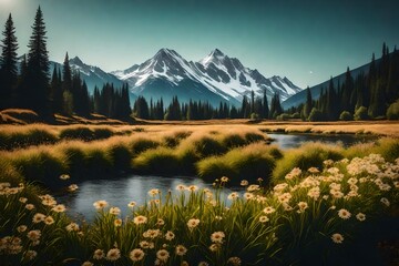 Wall Mural - sunrise in the mountains