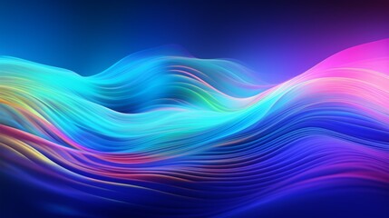 Poster - A mesmerizing abstract flowing neon wave background in a glitch art style, with distorted pixels and vibrant colors.