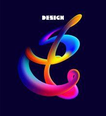 Wall Mural - colorful 3d liquid lines. wavy geometric shapes on dark background. vector design elements.