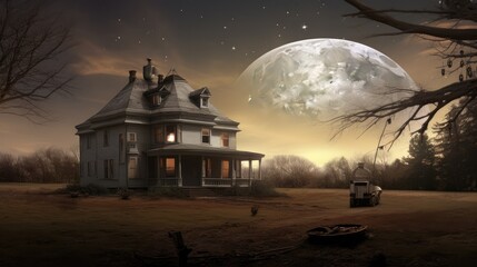 Wall Mural - spooky halloween night