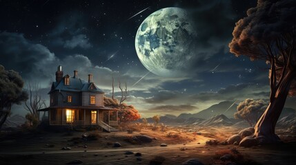 Wall Mural - halloween night scene