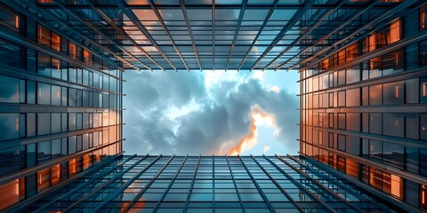 Poster - Stunning Architectural Masterpiece Futuristic Skyline with Dramatic Cloudscape