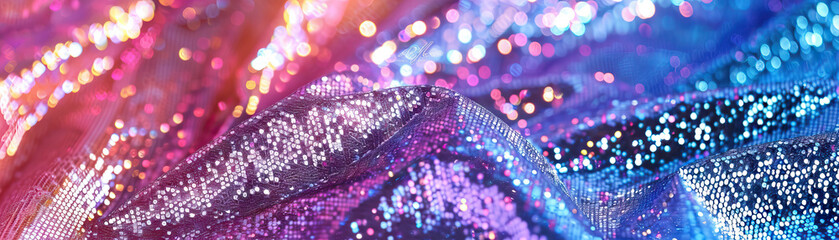 Wall Mural - Sparkling Sequin Dress: Close-Up of Shimmering and Textured Sequin Dress Fabric in Fashion Show