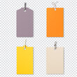 set of  colored blank clothing price tags or labels mockup

