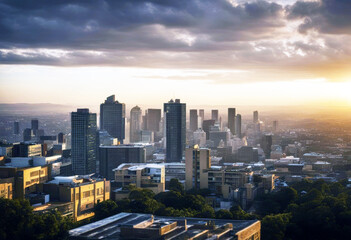 Wall Mural - 'sunset evening golden taken skyline city johannesburg photograph panoramic dramatic beautiful a aer