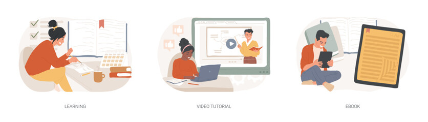 Poster - Education and training isolated concept vector illustration set.