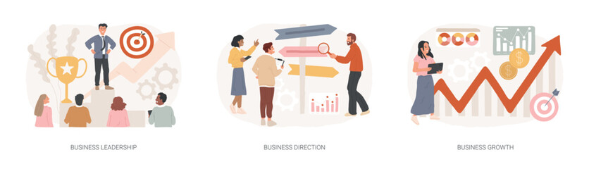 Poster - Business strategy isolated concept vector illustration set.