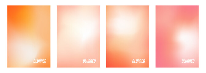 Poster - Set of light orange colored blurred abstract backgrounds. Soft color gradients for creative graphic design. Vector illustration.