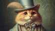 A cat in a Victorian costume